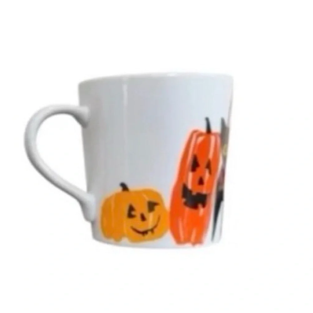 Crate & Barrel Halloween Mug Set Black Cat Pumpkin Demitasse Espresso Cups